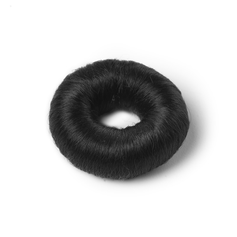 Synthetic Hair Bun L, Black   Ø80 Mm