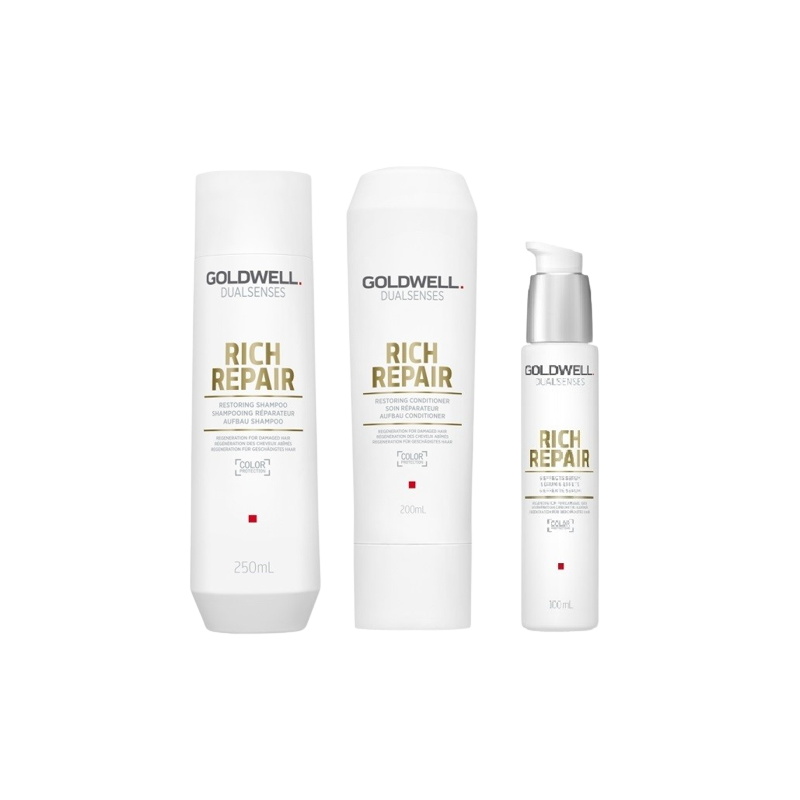 Goldwell Dualsenses Rich Repair Restoring Shampoo + Conditioner + 6 Effects Serum