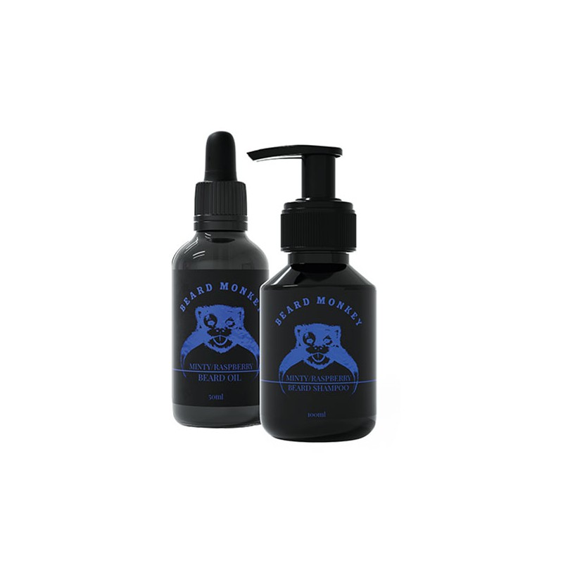 Beard Monkey Kit Oil 50ml & shampoo 100ml(Minty / Raspberry) Beard Monkey Kit Oil 50ml & shampoo 100ml(Minty / Raspberry)