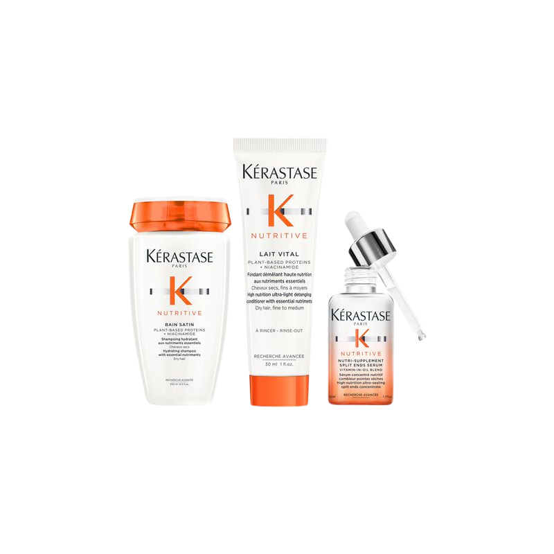 Kérastase Nutritive Bain Satin 250ml + Lait Vital 200ml & Split End Serum 50ml