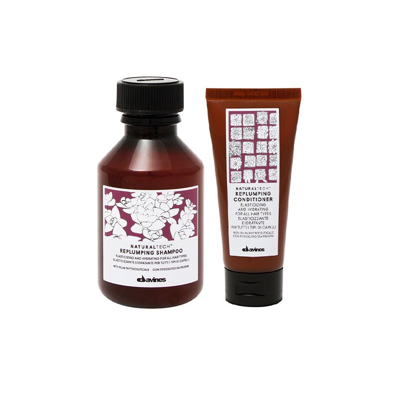 Davines Replumping Shampoo 100ml + Replumping Conditioner 60ml Travelsize Davines Replumping Shampoo 100ml + Replumping Conditioner 60ml Travelsize