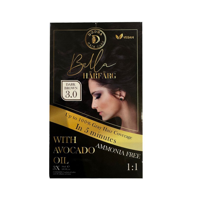Donna Haircare Bella Hårfärg  Dark Brown 1.0 3x30ml