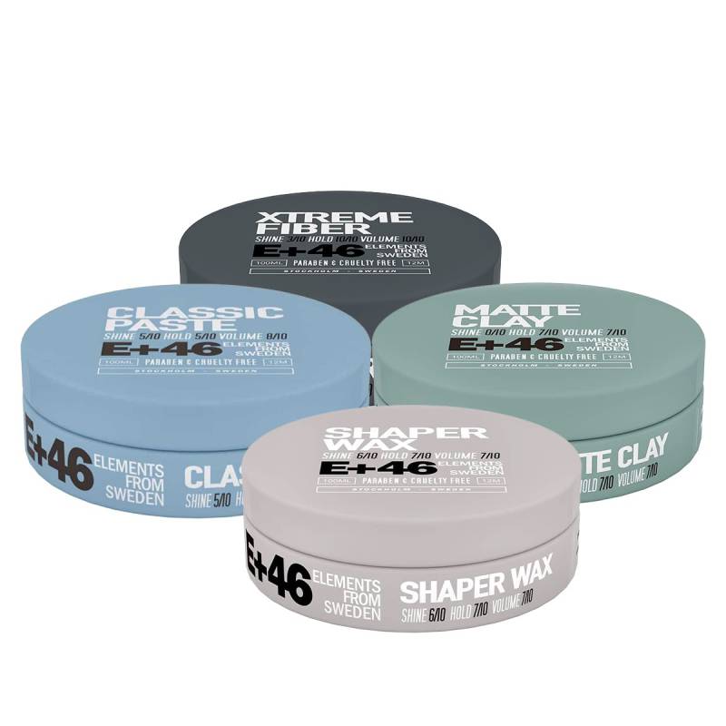 E+46 Styling Master Kit – Fiber, Wax, Paste & Matte Clay (4 × 100 ml)