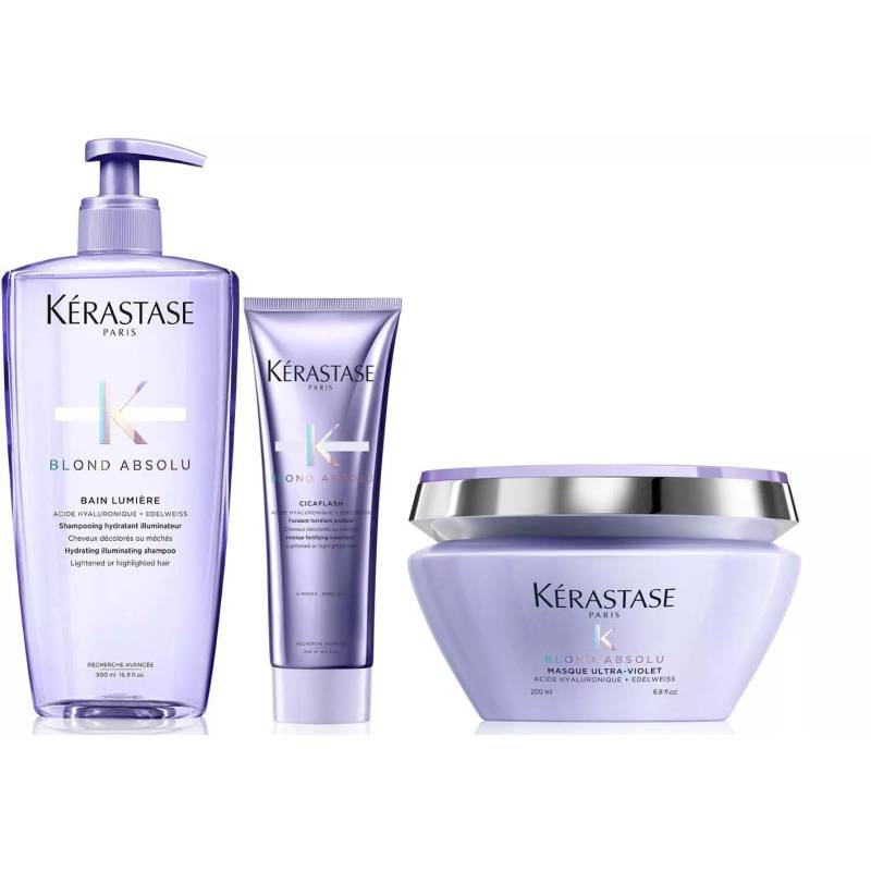 Kérastase Blond Absolu Trio – Bain Lumière 500 ml, Cicaflash & Masque UV